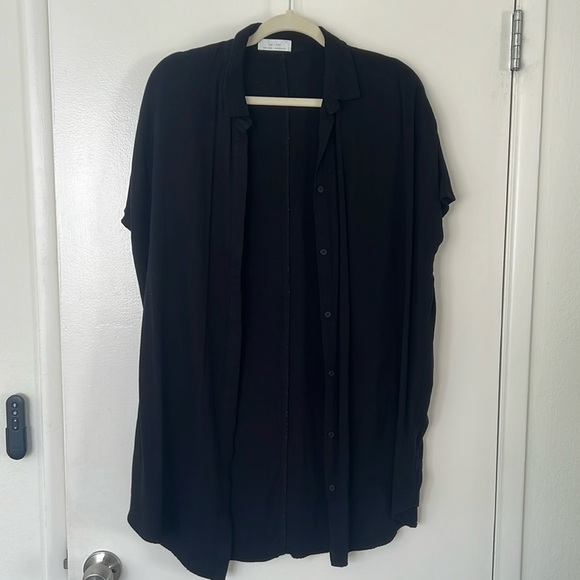 Black Button Up Short Sleeve Dress - Picture 1 of 4